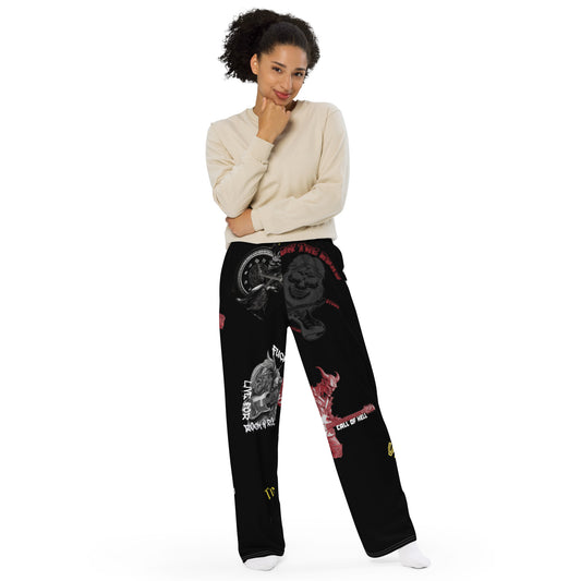 Rock n’Roll Unisex- Hose mit weiten Beinen und Allover-Druck