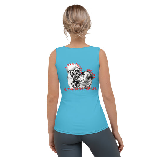 Love beyond Death blau Druck vorne und hinten Tank-Top